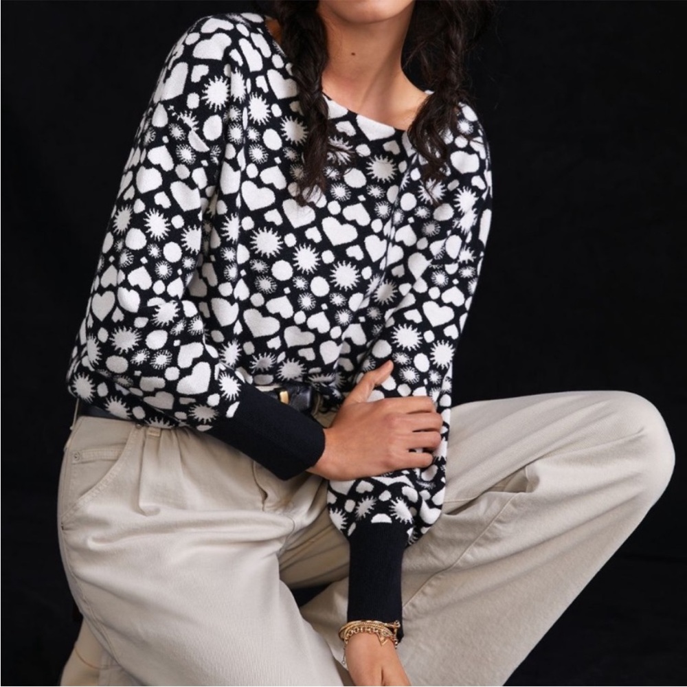 Anthropologie Maeve boat neck heart sweater